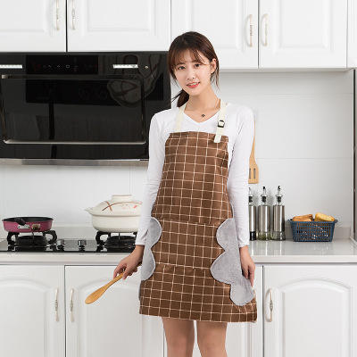 可擦手围裙家用厨房做饭防水防油韩式围裙 商品图0