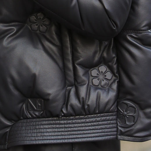 NRG-20111真皮羽绒服女短款海宁压花绵羊皮衣狐狸毛领皮草外套 商品图4