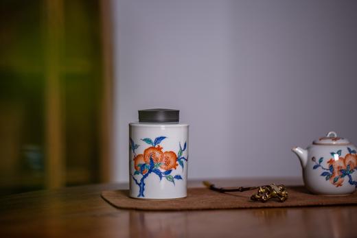 茶道配件-茶叶罐-青花斗彩锡口随身仓 商品图1