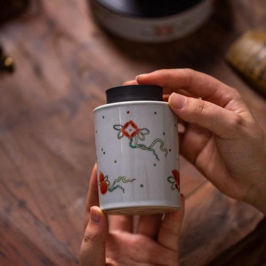 茶道配件-茶叶罐-八宝纹锡口随身仓 商品图0