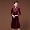 JY-JY211金丝绒复古气质大码妈妈婚宴礼服加绒连衣裙旗袍 商品缩略图2