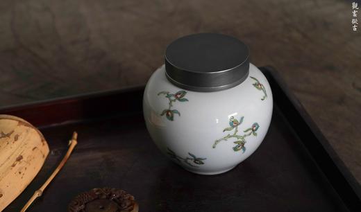 茶道配件-茶叶罐-粉彩兰花锡口茶仓 商品图2