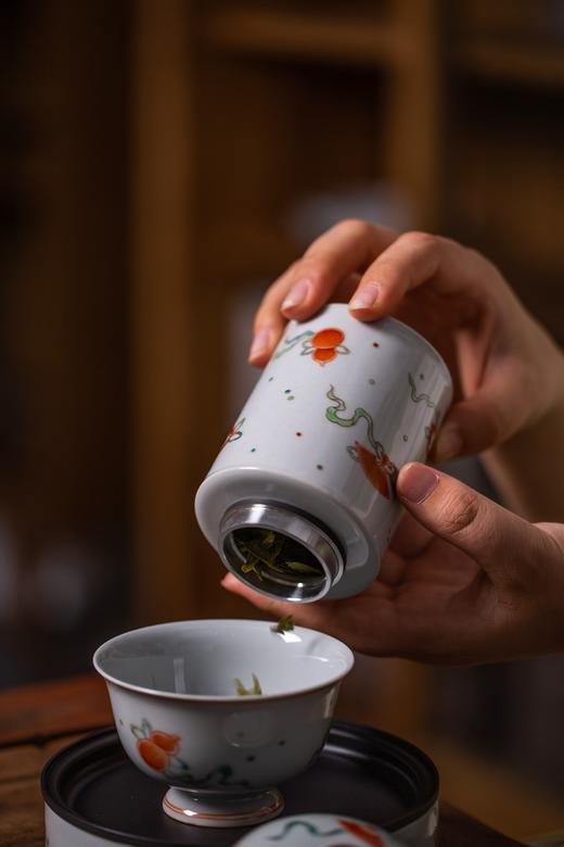 茶道配件-茶叶罐-八宝纹锡口随身仓 商品图5