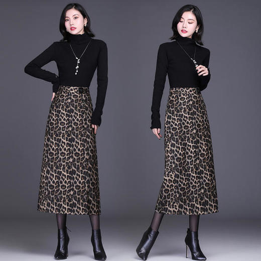 豹纹半身裙，显瘦包臀裙直筒裙MYX-7877 商品图1