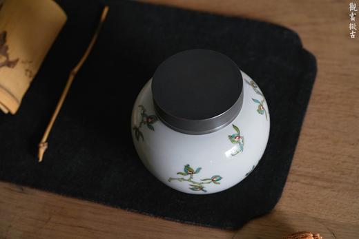 茶道配件-茶叶罐-粉彩兰花锡口茶仓 商品图4