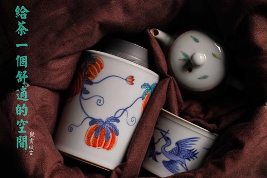 茶道配件-茶叶罐-斗彩迎春锡口茶仓 商品图2