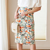 欧芮儿印花半身裙中长款女高腰显瘦新款后开叉a字包臀裙 商品缩略图2