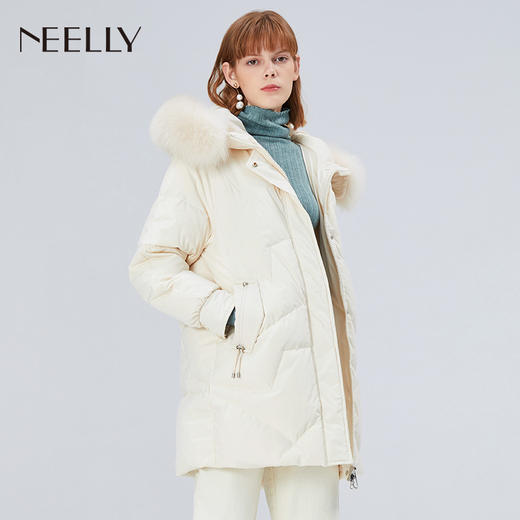 NEELLY/纳俪冬季新款连帽宽松中长面包服羽绒服厚外套韩版女ND1909CGL615 商品图3