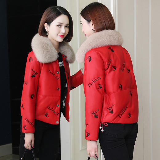MS-海宁真皮羽绒服绵羊皮皮衣女冬季短款外套女显瘦狐狸毛领 商品图4