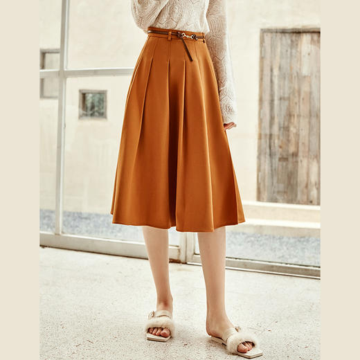 欧芮儿法式通勤优雅高腰显瘦半身裙女开叉中长款A字裙 商品图0