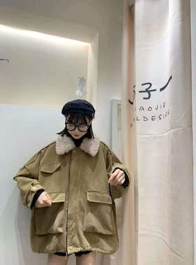 毛领可拆工装外套