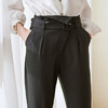 欧芮儿高腰显瘦九分黑色休闲裤女薄款新款垂感锥型哈伦裤 商品缩略图1