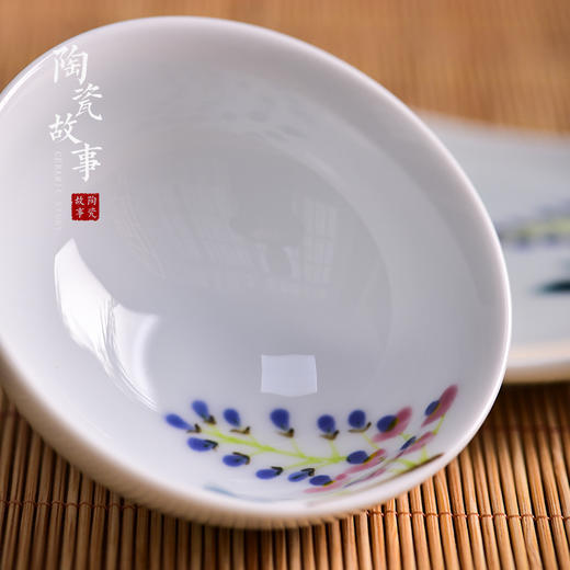 茶杯-陶瓷品茗杯-紫藤花一杯一垫 商品图1