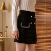 欧芮儿轻熟型高腰半身裙女新款编织修身A字短裙小黑裙 商品缩略图1