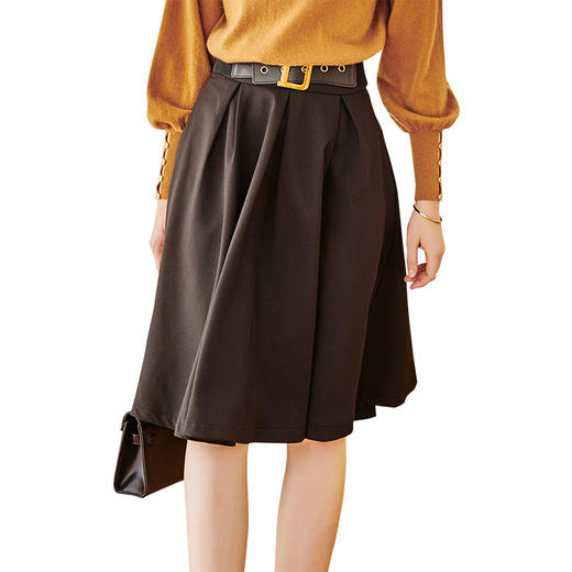 欧芮儿冬季新款复古半身裙黑色高腰半身裙中长款女显瘦遮肉 商品图3