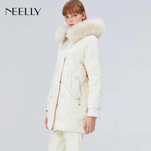 NEELLY/纳俪冬季新款连帽宽松中长面包服羽绒服厚外套韩版女ND1909CGL615 商品图1