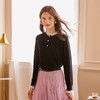 欧芮儿半高领针织衫女新品修身蕾丝拼接黑色打底衫上衣 商品缩略图1