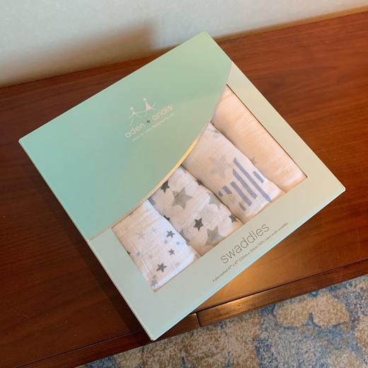 出美国aden +anais 元单 婴儿儿童多功能襁褓包巾 纱布巾 一盒4条装 120*120cm/条 商品图6