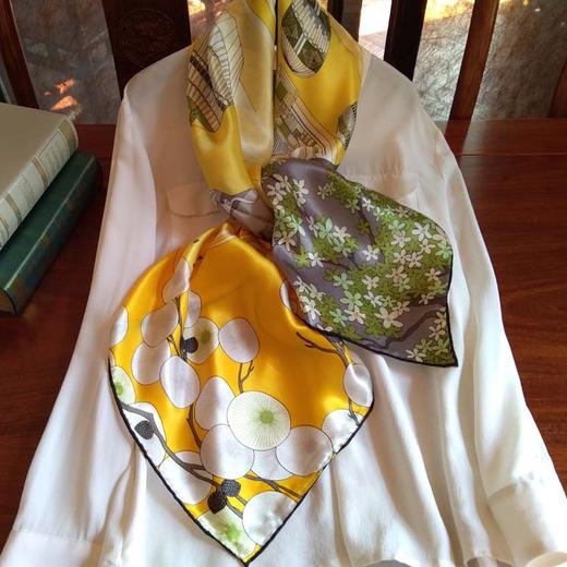 丁摩  难得一见的配色 礼盒装真丝大方巾百分百桑蚕丝丝巾百搭围巾披肩两用 商品图1