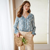 欧芮儿小雏菊印花波浪边雪纺衫女新款直筒宽松V领上衣 商品缩略图2