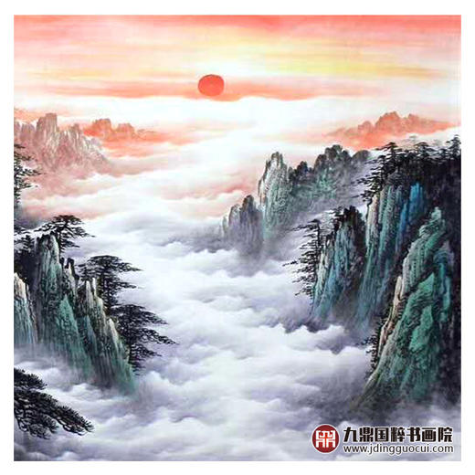 高云鹏《旭日东升》96*240cm 山水横幅作品 办公室/客厅挂画 商品图6