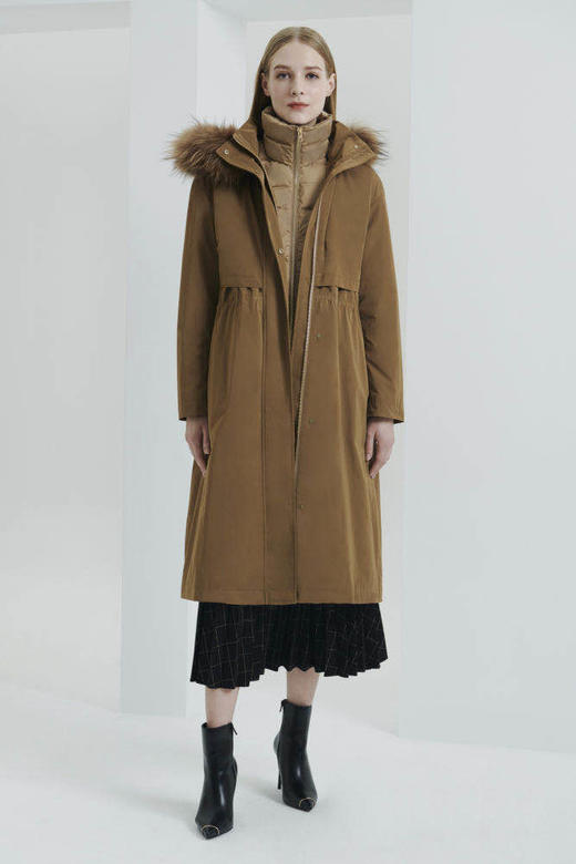 宝姿毛领兜帽派克大衣 商品图0