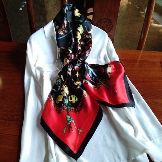 丁摩  难得一见的配色 礼盒装真丝大方巾百分百桑蚕丝丝巾百搭围巾披肩两用 商品图13