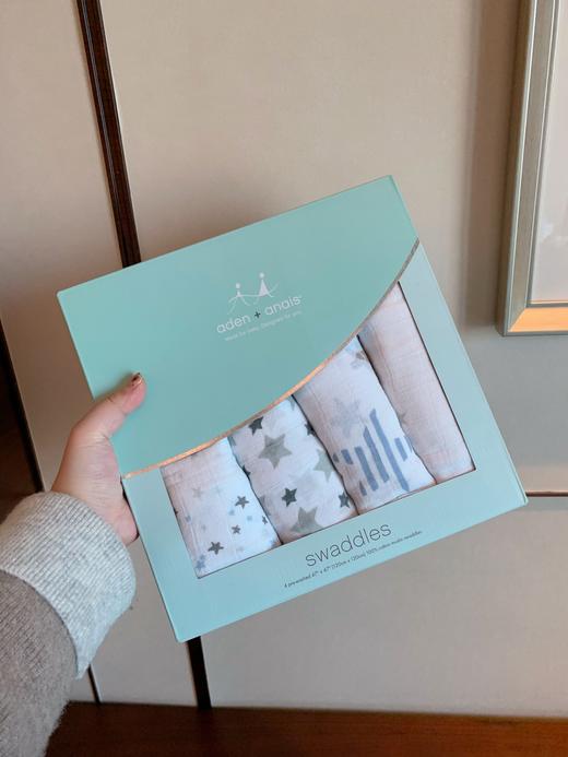 出美国aden +anais 元单 婴儿儿童多功能襁褓包巾 纱布巾 一盒4条装 120*120cm/条 商品图4