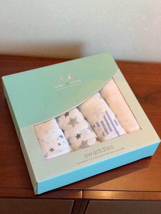出美国aden +anais 元单 婴儿儿童多功能襁褓包巾 纱布巾 一盒4条装 120*120cm/条 商品图0