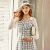 欧芮儿法式优雅格纹连衣裙女新品性感蕾丝拼接V领裙子 商品缩略图1