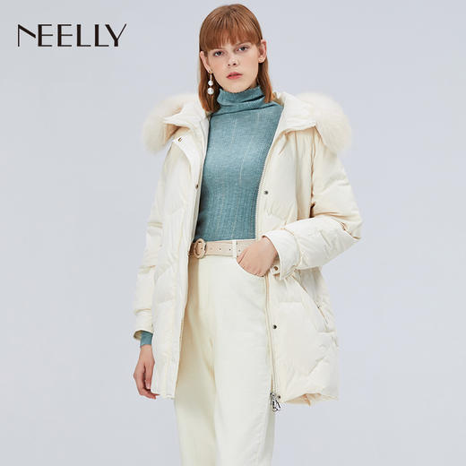NEELLY/纳俪冬季新款连帽宽松中长面包服羽绒服厚外套韩版女ND1909CGL615 商品图0