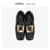 westory商场同款方扣懒人鞋异形粗跟低跟通勤松紧鞋口女单鞋W29CM70551 商品缩略图1