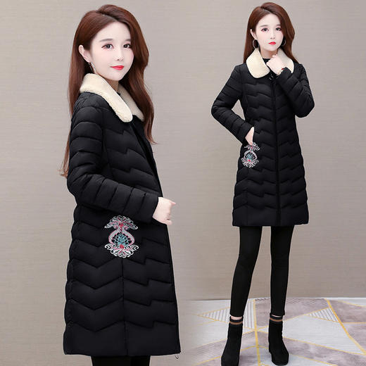 YX-RC2021时尚刺绣轻薄羽绒棉服冬装修身保暖棉衣棉袄外套 商品图0