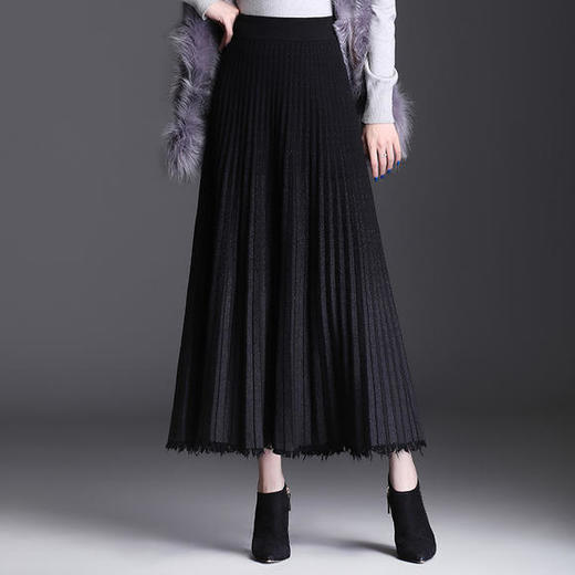 AL2296气质羊毛混纺渐变色A字半身裙 商品图1