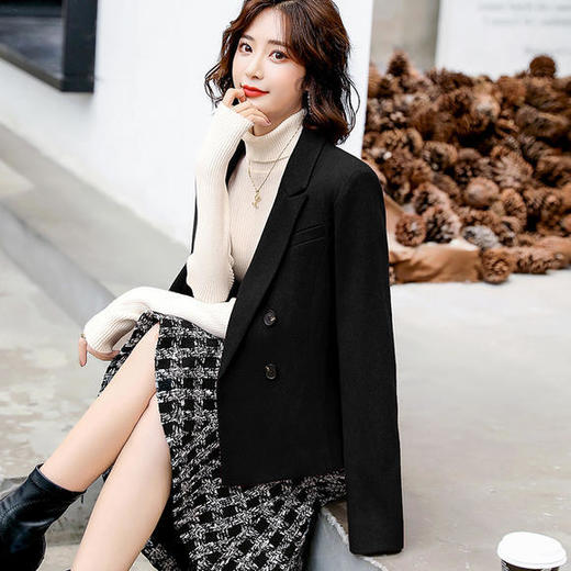 WZNH-HMG7713时尚气质修身粗花呢小西装格纹鱼尾裙套装 商品图2