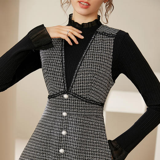 洛诗琳冬季新款小香风马甲背心连衣裙两件套 商品图2