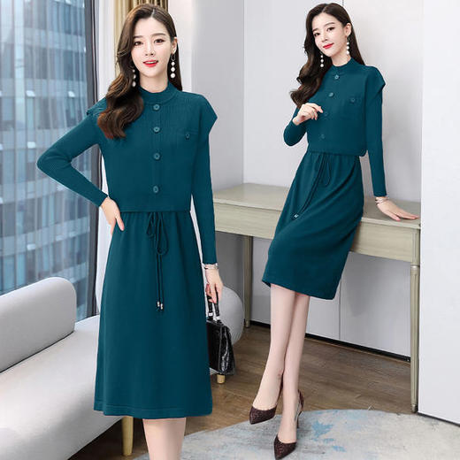 WZNH-XXM2141优雅气质修身显瘦针织两件套连衣裙 商品图2