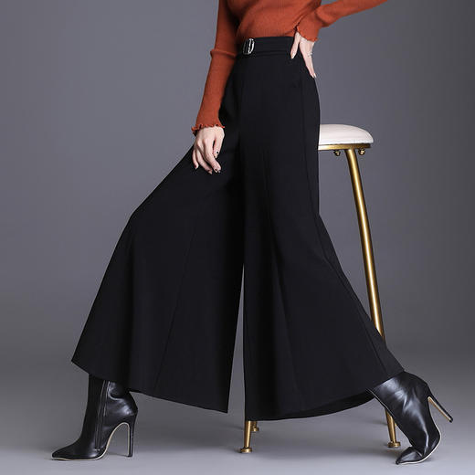 QZF-JYS1107秋冬新品时尚阔腿裤女高腰显瘦大裤脚甩裤显瘦九分百搭裤裙 商品图1