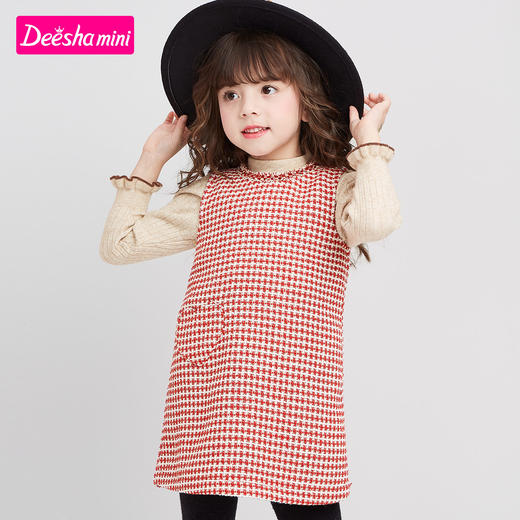 笛莎童装女童连衣裙2020冬季新款儿童时尚小香风裙子宝宝背心裙 商品图0