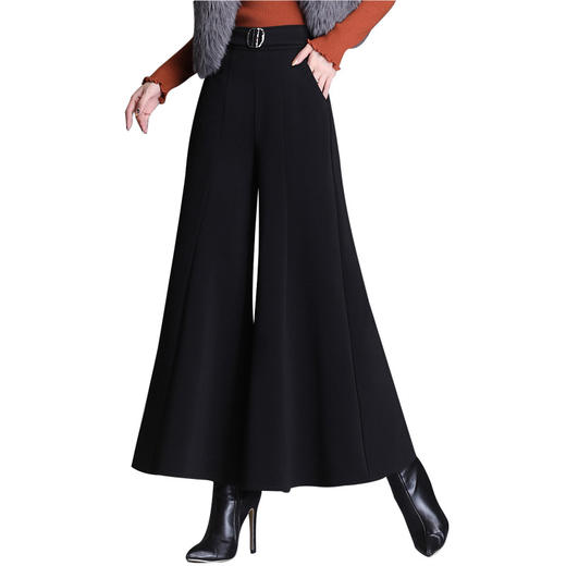 QZF-JYS1107秋冬新品时尚阔腿裤女高腰显瘦大裤脚甩裤显瘦九分百搭裤裙 商品图4