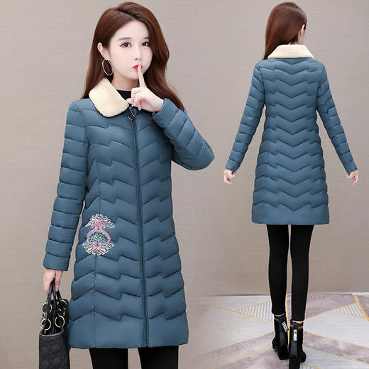 YX-RC2021时尚刺绣轻薄羽绒棉服冬装修身保暖棉衣棉袄外套 商品图3