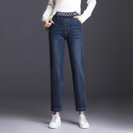 上海旗袍厂MYX-BFZY-9088小直筒牛仔裤春秋季2020年新款松紧高腰宽松显高显瘦爆款烟管裤 商品图1