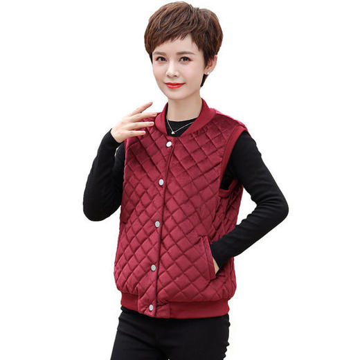 LH-5852秋冬短款无袖小棉袄坎肩四五十岁中年妈妈棉马甲 商品图1