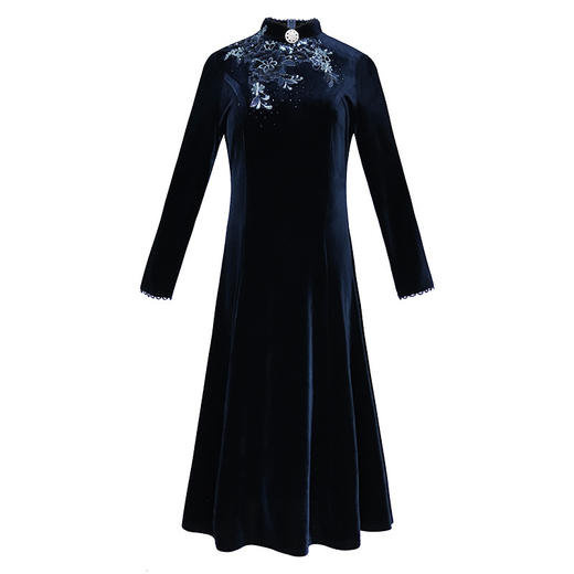 JY-DL8320贵夫人气质时尚大码丝绒时尚连衣裙 商品图4