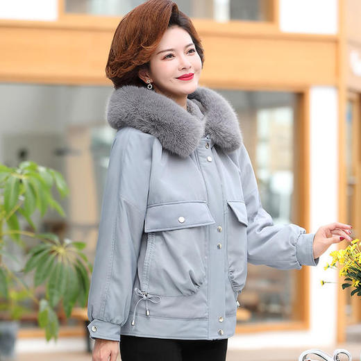 CH-13妈妈冬装加绒加厚洋气中老年妈妈短款羽绒棉服 商品图0