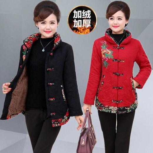 MQ-C1新款优雅气质加绒加厚绣花保暖唐装外套 商品图0