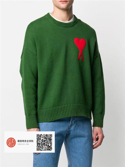 Ami 20秋冬法式极简優雅系列针织毛衣温情慵懒随性，羊毛混纺，无性别风格的单品，男女通合適 四种颜色：黑色，米白，绿色，蓝色， 尺码：S-M-L-XL 商品图4