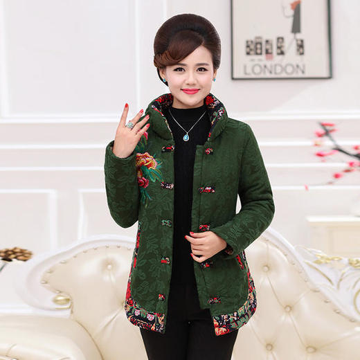 MQ-C1新款优雅气质加绒加厚绣花保暖唐装外套 商品图2