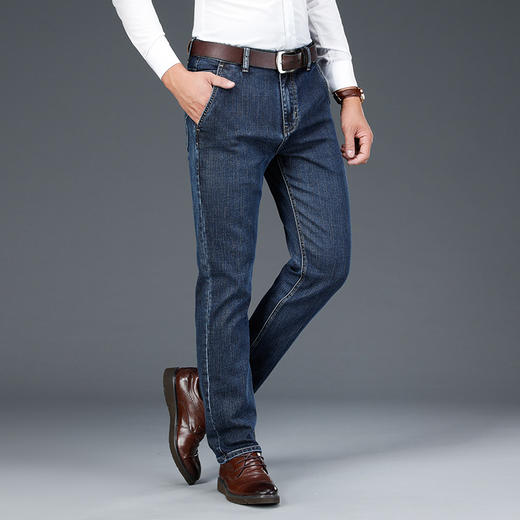 YFT-DKH8099天丝牛仔裤男宽松直筒商务男装2020秋冬新款高腰弹力男式牛仔裤 商品图2