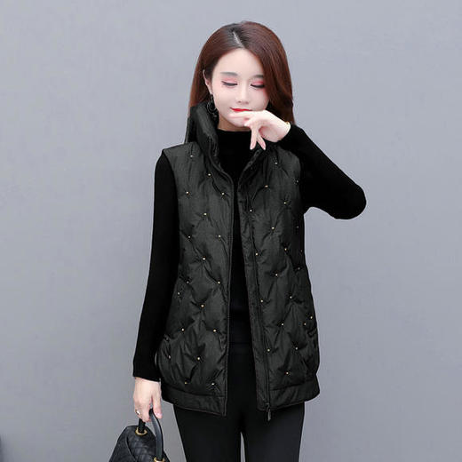 YWE-JL20B18羽绒棉时尚加厚保暖绣花马甲棉服 商品图1